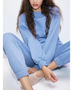 Coton lourd Long automne/hiver femmes survêtement coupe ample surdimensionné sweat et pantalon ensemble doux polaire confortable décontracté - Product Image 6