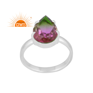 Anillo apilable de piedras preciosas de cuarzo con doblete de sandía BIO de plata de ley fina superventas, fabricante de joyería personalizada - Product Image 1