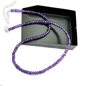 Natural Purple Amethyst Faceted Rondelle Beads Dainty Choker <b>Necklace</b> 4-6mm Gemstone <b>Fashion</b> <b>Necklaces</b> for Women Girls in Bulk - Product Image 3