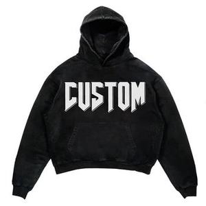 Sweat-shirt à capuche pour homme de haute qualité, personnalisable en 3D, impression en relief, logo, taille américaine, 100% coton, impression DTG unie - Product Image 2