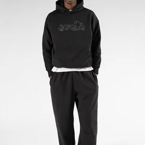 Sweats à capuche pour hommes Pull en strass 100% coton Impression surdimensionnée Fabricants personnalisés Sweats à capuche en strass pour hommes lourds - Product Image 2