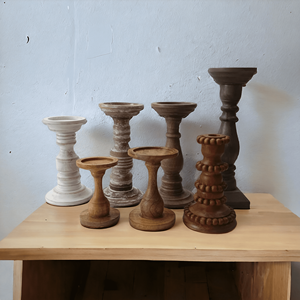 Soporte de vela de pilar de madera de mango de alta calidad al por mayor para decoración del hogar marrón natural oscuro para decoraciones navideñas boda - Product Image 5