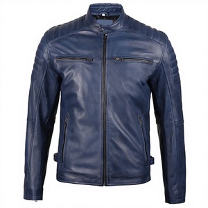 2026 OEM Hot Demanding Customized Navy Blue Cowhide <b>Leather</b> <b>Jacket</b> For <b>Men's</b> High Quality Low MOQ Winter Fashion Heated <b>Jackets</b> - Product Image 1