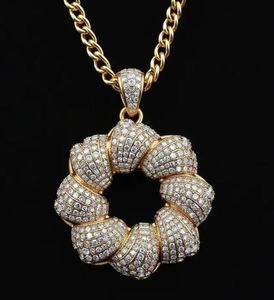 Estilo Hip Hop Moissanite Donut Circle Colgante Collar Iced Gold Plated 925 Sterling Silver Declaración Moda para hombres Aleación - Product Image 2