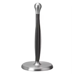 Wooden Base Paper <b>Towel</b> Holder with Black Powder Coated Iron Wire Design Countertop Dispenser for Kitchen Organizer Use - Product Image 2