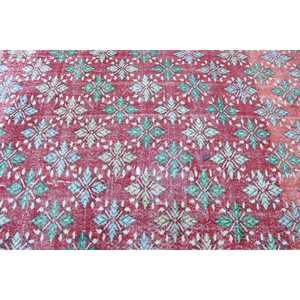 Alfombra turca grande de 5.4x7.6 pies, alfombra de lana roja y verde con motivos vintage de plantas y árboles - Product Image 5