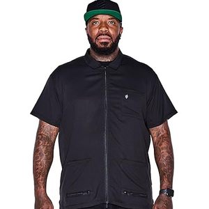 Gilet décontracté noir pour homme avec fermeture éclair sur le devant, poches, séchage rapide, en polyester, vêtement d'extérieur d'été, couleur unie, col rabattu - Product Image 1