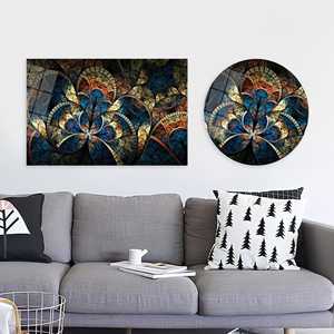 Impression sur toile de verre fractal doré : Art mural moderne élégant, ART SUR VERRE TÉMPERÉ - Product Image 1