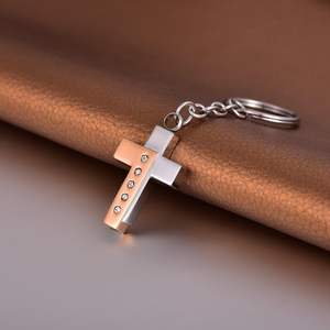 Rose Gold <b>Cross</b> Prayer Memorial Keychain Cremation Jewelry Urn Necklace for Human Ashes <b>Chain</b> Suitable for Women <b>Men</b> Custom Size - Product Image 3