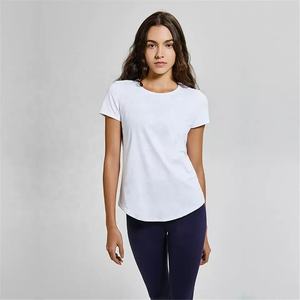 2022 mujeres algodón secado rápido gimnasio Yoga Camisetas cuello redondo manga corta al por mayor - Product Image 5