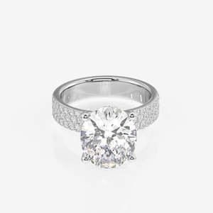 แหวนทอง 14K ประดับเพชรโมอิสซาไนต์ทรงรีสามชั้น ดีไซน์หรูหราและสง่างาม - Product Image 5