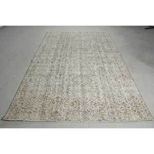 5,9x9,2 ft Turkish Large Rug, <b>Brown</b> White Vintage Bordered <b>Wool</b> Rug - Product Image 1