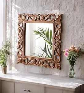 Export Selling Handmade HomScape Moroccan Wooden Frame Decorative Wall Mirror Set of 3 Available at Affordable Price from India
