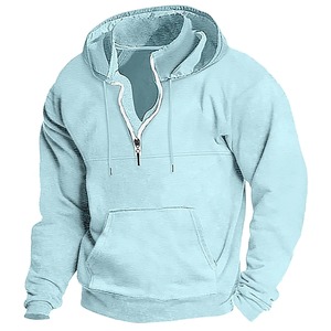 Otoño Invierno Hombres Ocio Deportes Jumper Sudadera con capucha Multi-Zip Arm Pocket Hoodie con impresión digital Liso teñido - Product Image 1