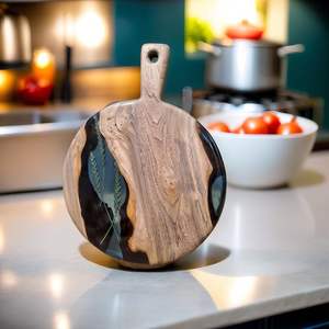 เขียงไม้เรซิ่นช่างฝีมือมีดีไซน์อาเกตที่เป็นเอกลักษณ์ - Product Image 3