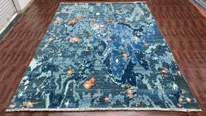 HII moderne noué à la main laine/soie de bambou brodé coupe Pile tapis lavable pour un usage domestique dans la salle à manger et la chambre - Product Image 3