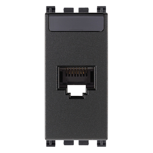 Vimar <b>RJ45</b> <b>Socket</b> Panel Mount 1 Port Cat5e Connector 8-Core Grey Model 19339.11 - Product Image 1