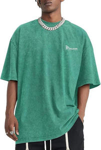 Camiseta Verde de Alta Calidad, Lavada con Ácido, Color Verde, 100% Algodón, Tejido de Punto, Camiseta Lavada con Ácido al por Mayor - Product Image 3