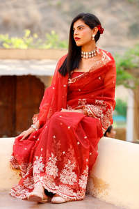 Sari en soie organza brodé indien avec pièce de tissu pour la blouse, pour femmes, pour les occasions de fête et les mariages, à bas prix, style pakistanais. - Product Image 2
