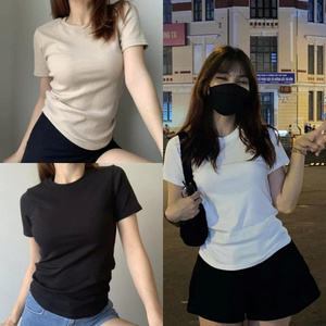 [Fábrica de ropa] SH17 Camiseta de algodón para mujer colores juveniles cuello redondo simple hermoso diseño único elegante y suave 2025 - Product Image 5