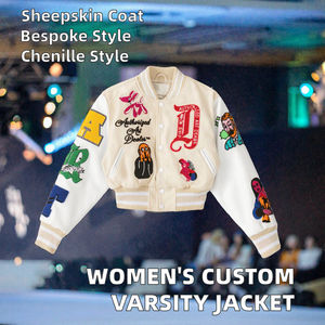 Chaqueta Universitaria Corta de Cuero de Alta Calidad y a la Moda, de Color Sólido, para Hombre y Mujer, Chaqueta Universitaria con Letras para Hombre - Product Image 4