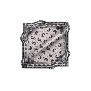 Satin Silk Long Scarf with Powder Pink and Black Square Pattern - Product Image 1