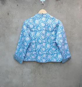 แจ็คเก็ตบุผ้าคอตตอนสไตล์ใหม่สำหรับผู้หญิงพิมพ์ลายโบฮีเมียนขนาด XL ด้านหน้าเปิดชุดกิโมโนแขนสั้นฤดูใบไม้ร่วง/ฤดูหนาว - Product Image 4