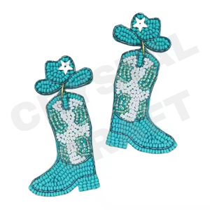 Pendientes de cuentas de bota Vintage para mujer, color patriótico naranja, blanco y azul para bodas o días conmemorativos - Product Image 1