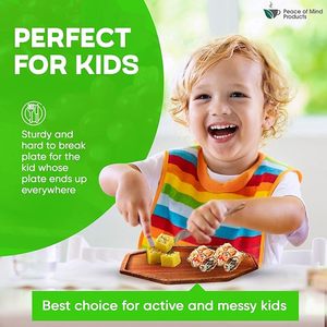 Solid Acacia Wood Serving Durable Dishwasher Safe Octagon Party Plates Avoid <b>Sliding</b> and Spilling Food with Easy Carry Grooved - Product Image 5