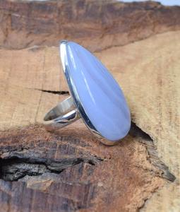 Bleu Dentelle Agate Femmes Mode Déclaration Bagues De Fiançailles En Argent Sterling 925 Plaqué Rhodium À La Main Bijoux À La Mode - Product Image 3