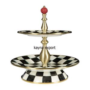 Soporte de pastel de Venta caliente, Soporte redondo de 2 niveles hecho a medida para cupcakes, madera Natural elegante con acero inoxidable para decoraciones de boda - Product Image 3