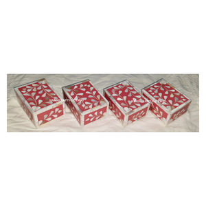 Très Exclusif, Belle Boîte à Bijoux en Forme de Rectangle, Incrustation de Nacre en Bois, Design Fait Main, pour Cadeau de Mariage - Product Image 1