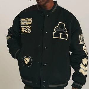 Chaqueta Universitaria Premium de Lana con Mangas de Cuero |   Chaqueta Bomber Estilo Universitaria Personalizada para Hombre y Mujer, Servicio OEM/ODM - Product Image 1