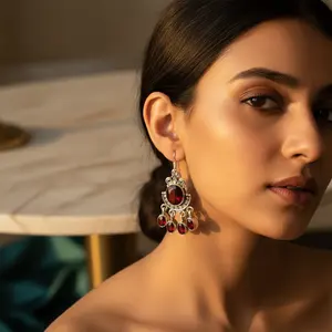 Pendientes de Plata de Ley 925 Chapados en Oro Vintage con Rubíes en Forma de Gota para Mujer, Joyería para Bodas y Fiestas - Product Image 3