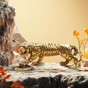 Escultura de tigre caminando de tigre de latón en miniatura estilo chino artesanías de latón antiguo decoración de escritorio adorno de animales para el hogar - Product Image 5