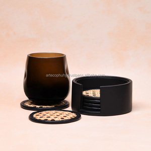 Cute Bohemian Design Heat Resistant Eco-Friendly Rattan Coasters Holder Woven Candle Cup <b>Place</b> <b>Mat</b> Handmade Vietnam - Product Image 2