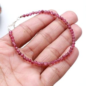 Bracelet en argent sterling rubis rouge pour femmes à la mode beaux bijoux en pierres précieuses avec chaîne pour mariage et fêtes idée cadeau - Product Image 2