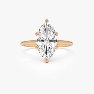 Bague de fiançailles classique artisanale en or 14 carats avec diamant de laboratoire taille marquise serti à griffes, 2,00 carats E-F VS, pour occasions spéciales et soirées - Product Image 1