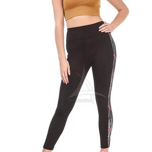 Taille haute décontracté respirant solide haute qualité Spandex/Polyester couleur personnalisée Design pleine longueur Legging pour femmes fabriqué - Product Image 1