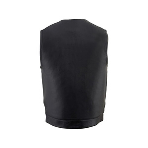 เสื้อกั๊กหนังแฟชั่นใหม่สำหรับผู้ชายเสื้อกั๊กหนังสีดำสำหรับนักขี่มอเตอร์ไซค์และรถแข่ง - Product Image 4