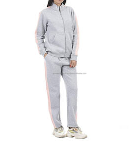 Chándal informal gris de manga larga personalizable para mujer, nuevo estilo, Material de terciopelo transpirable, de talla grande, Unisex con logotipo personalizado - Product Image 3