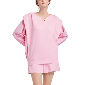 Sudadera con capucha rosa de estilo lujoso para mujer y conjunto de chándal de color de contraste de algodón Tallas personalizadas 2XL y 3XL Sweet - Product Image 3