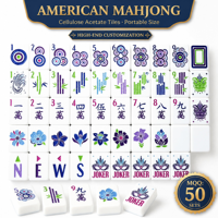 Set Mahjong Asetat yang Dapat Disesuaikan, Ubin Mini 2.3cm, Kotak Hadiah Premium Portabel, Logo/OEM Kustom, Set Mahjong untuk Pesta