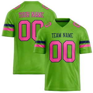 Camiseta de rugby personalizada DIY cuello en V neón verde deportes camiseta suelta secado rápido equipo uniformes fútbol americano Jersey - Product Image 5