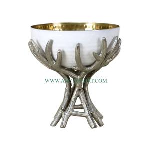 Soporte de latón chapado en oro de diseñador de hojas, de mármol blanco cuenco de comida, diseño maravilloso, hecho a mano, aspecto único, cuencos de utensilios de cocina para el hogar - Product Image 2