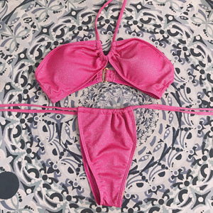Micro Bikini triangle avec maillot de bain rembourré pour femmes, maillot de bain de luxe, pas cher, maillots de bain, bikini taille haute, ensemble deux pièces - Product Image 3