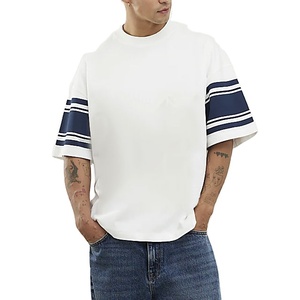 Customized Knitted Cotton Jersey Material <b>Down</b> Shoulder Streetwear Unisex Loose Fit T-Shirt Wholesale Summer Clothes Blank - Product Image 1