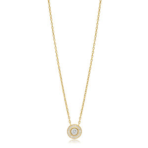 Collar con Dije de Circonita Blanca de Diseño Redondo Clásico, Plata de Ley 925, Joyería de Moda para Mujer - Product Image 6