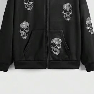 Nouveaux sweats à capuche d'hiver haut de gamme pour hommes, design 2025, respirants, personnalisables avec impression numérique en strass, 100% coton biologique, logo personnalisé - Product Image 5