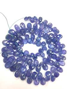 Perles de Tanzanite Naturelle Facettées en Forme de Poire Briolette 6-9mm, Perles de Gemmes de Tanzanite en Vrac pour la Fabrication de Bijoux à Prix de Gros - Product Image 4